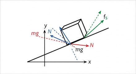Force diagram of inclined plane mechanics