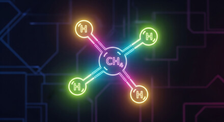 Neon methane molecule illustration
