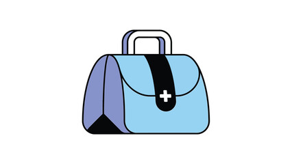Blue Medical Doctors Bag with White Cross Symbol.