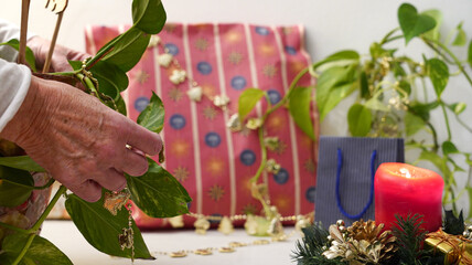 Preparing Christmas gifts at home