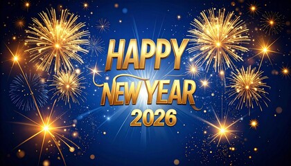 2026 New Year greeting with golden fireworks