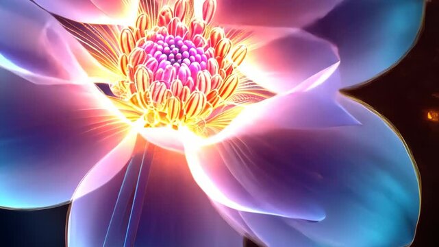 Abstract Glowing Flower Animation - Mesmerizing Visuals and Vibrant Colors.