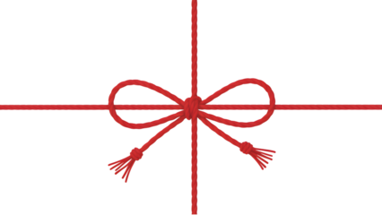 Red ribbon tied in a bow on a transparent background