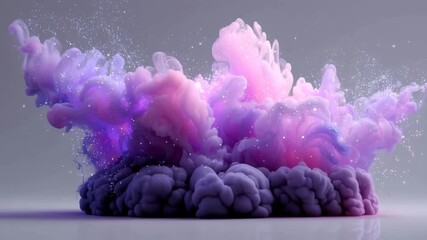 紫の粒子雲が夜空に浮かぶ抽象背景イメージ