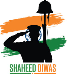 Soldier silhouette with Indian flag salute Shaheed Diwas poster