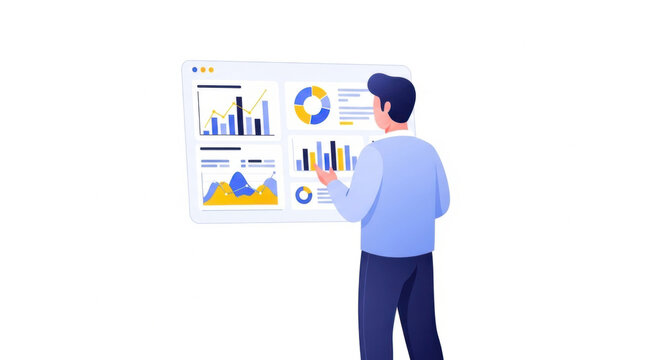 Man Analyzing Data Charts on Whiteboard in Office - Powered by Adobe