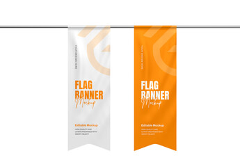 Hanging Flag Banner Mockup