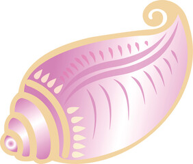 Conch shell , Sankha Marine Mollusc Art Illustration design