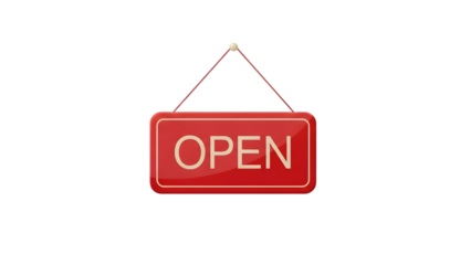Open sign hanging on a black background