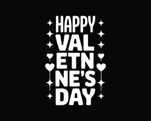 Happy Valentine’s Day bold typography design, modern romantic text composition, stylish love celebration illustration on black background