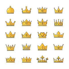 Collection of Golden Crowns Royalty Power and Elegance in Vector Art.