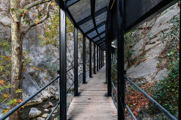 Architectural Steel Mesh and Timber Elevated Path Offering Access and Views Within a Natural Canyon Environment