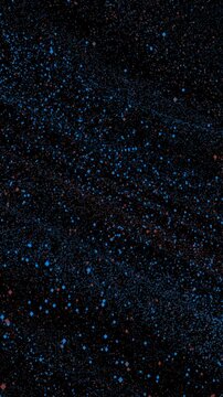 Dark Universe Filled With Shimmering Tiny Particles, Vast Black Space With Moving Microscopic Speckles Resembling Cosmic Waves