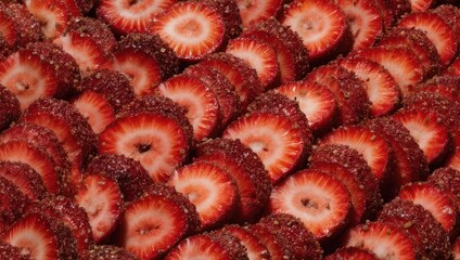 Sliced Strawberries - A Vibrant Display of Freshness and Sweetness.