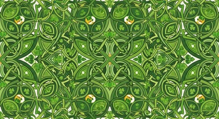 Vibrant St. Patrick's Day seamless pattern with shamrocks and leprechaun hats