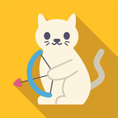 White cat drawing holding a bow and arrow representing sagittarius