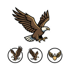 Obraz premium Bald eagle bird mascot flying strong illustration