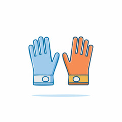 Fototapeta premium Protective work gloves, blue and orange, rubber coating for safety on construction site or in garden