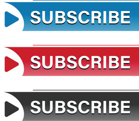 Flat style subscribe button set for video channels