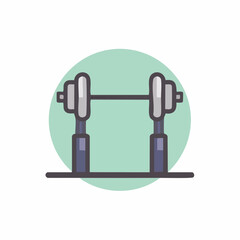 Barbell with weights for strength training in a modern, minimal vector illustration with soft, playful colors and background.