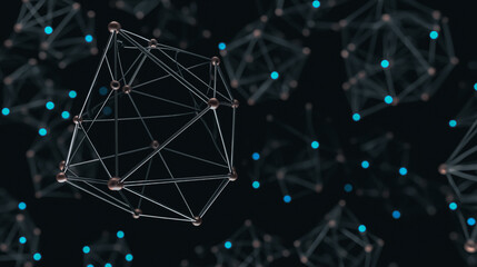 Abstract representation of interconnected particles in a quantum-like space, forming intricate geometrical structures with a sense of depth and mystery.