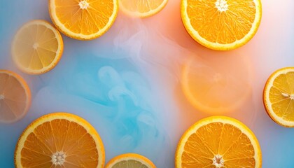 Vibrant Citrus Slices on Abstract Background: Freshness and Color