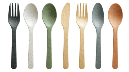A professional set of wooden kitchen utensils including a spoon, fork, and spatula isolated on a white background for cooking and restaurant kitchenware