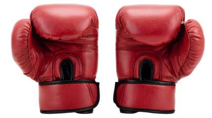 Pair of red boxing gloves isolated on white background