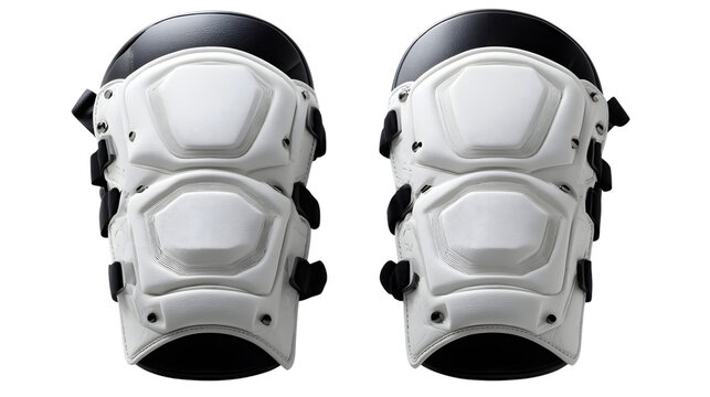 White knee pads with reinforced protection isolated on white background
