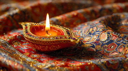 Burning red wax candles create a serene flame of light during a religious celebration in a Buddhist temple, offering a peaceful atmosphere of prayer and spiritual decoration