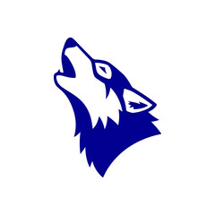 Blue Wolf Howling Logo Silhouette for Branding.