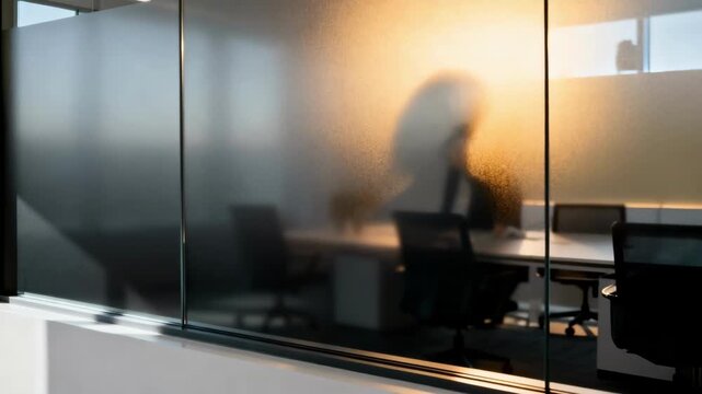 Medium shot of smart window film adjusting tint in response to sunlight showcasing adaptive light control for energyefficient interiors.