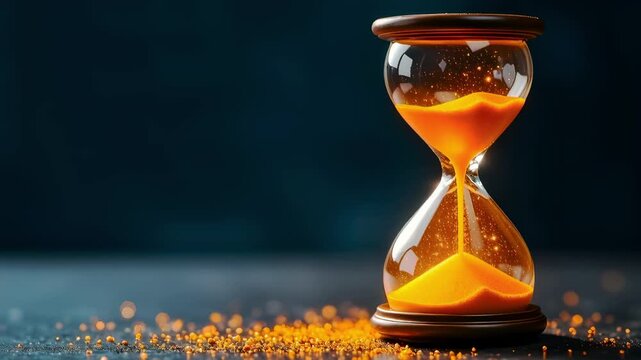 Sand tumbles in a mystical antique hourglass. The passage of time.
