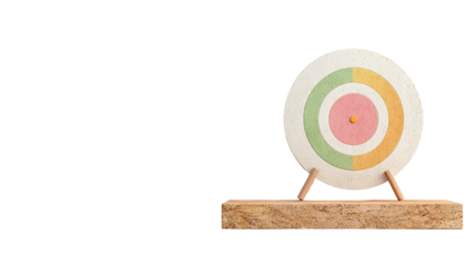 Colorful target board on a wooden stand, symbolizing focus and precision in archery or sports. Ideal for illustrations of aiming for goals.