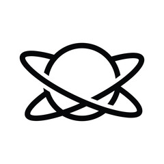 Black Saturn Planet Icon Illustration © HabibaDesign