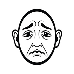 Angry bald man face expression