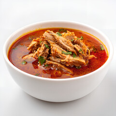 Pork birria, slow cooked meat in rich broth