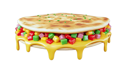 Colorful Candy Sandwich with Melting Cheese, Isolated