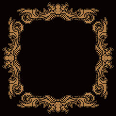 Classic vintage border element with isolate black background