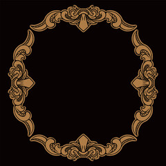 Classic vintage border element with isolate black background