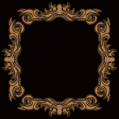 Classic vintage border element with isolate black background