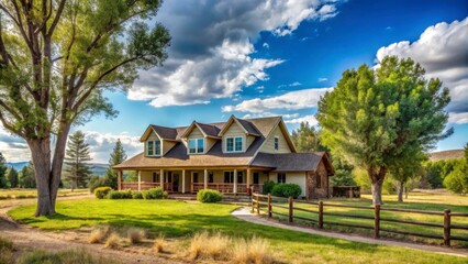 Fototapeta premium Charming Country House Surrounded by Lush Green Landscape