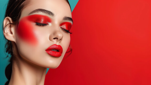 Retrato de mujer bella con maquillaje extremo