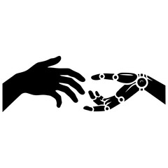 Obraz premium Human and Robot Handshake Silhouette