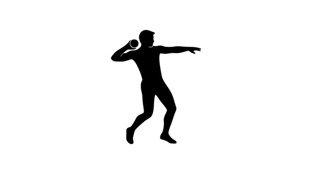 Athletics shot put black white icon