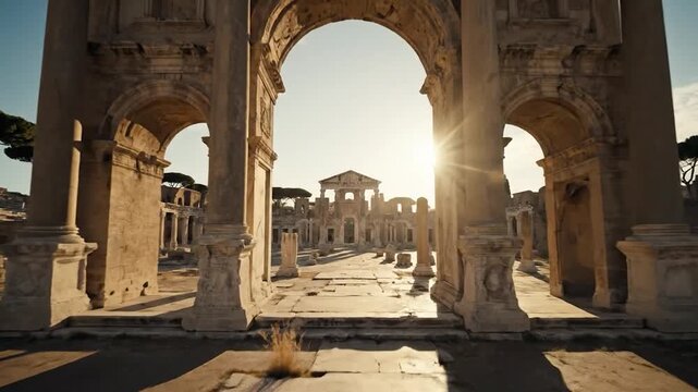 Ancient roman archway in ruins