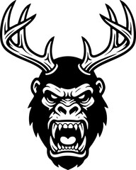 Fototapeta premium Angry Gorilla Stag Hybrid Animal Mascot Logo Illustration