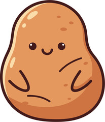 A funny cartoon potato character with a smiling face and comic art style creates a fun vector illustration perfect for a child or food icon drawing