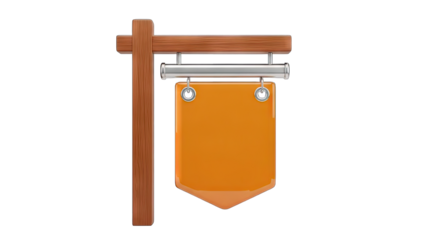 Blank Signboard Hanging - Isolated on White