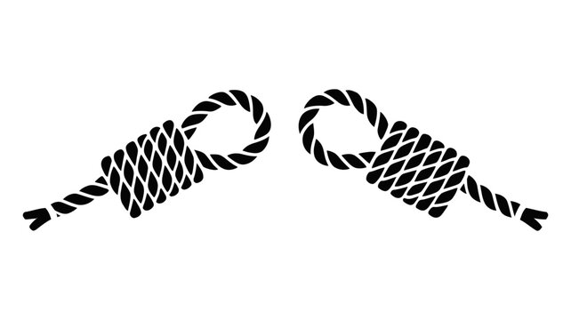 Symmetrical design featuring two wrapped rope loops in black silhouette style